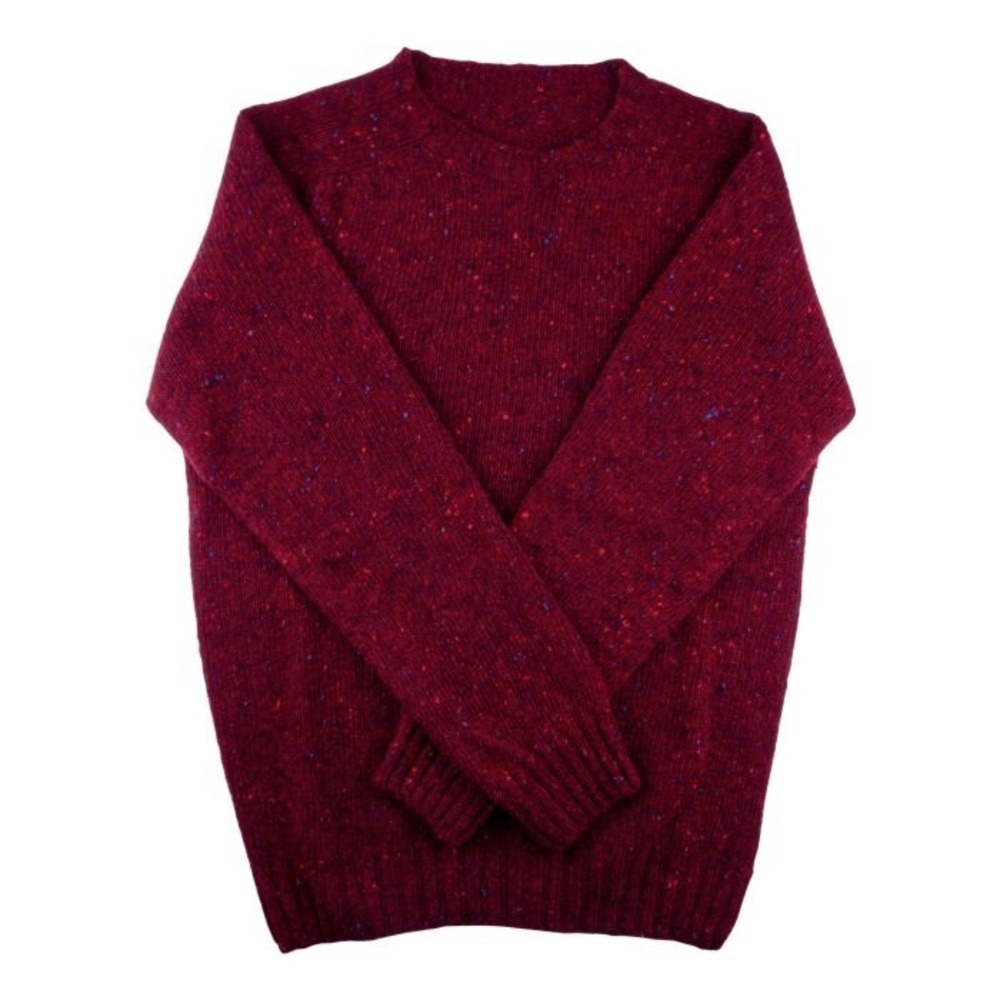 kent wang red speckled donegal sweater